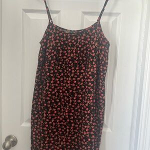 Wild Fable Black Dress with Pink and Yellow Floral Pattern